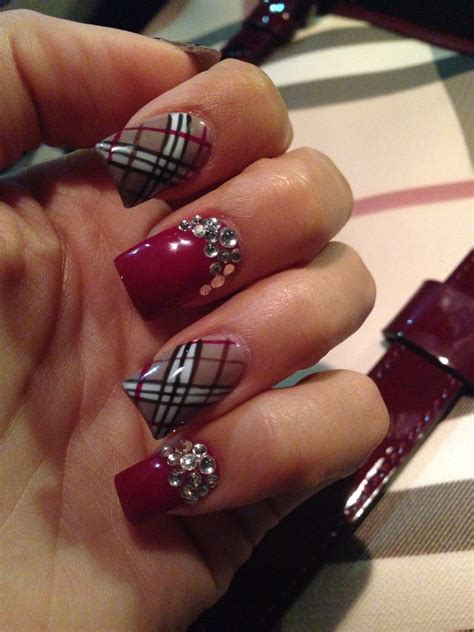 burberry plaid nail art|Burberry nails for holidays.